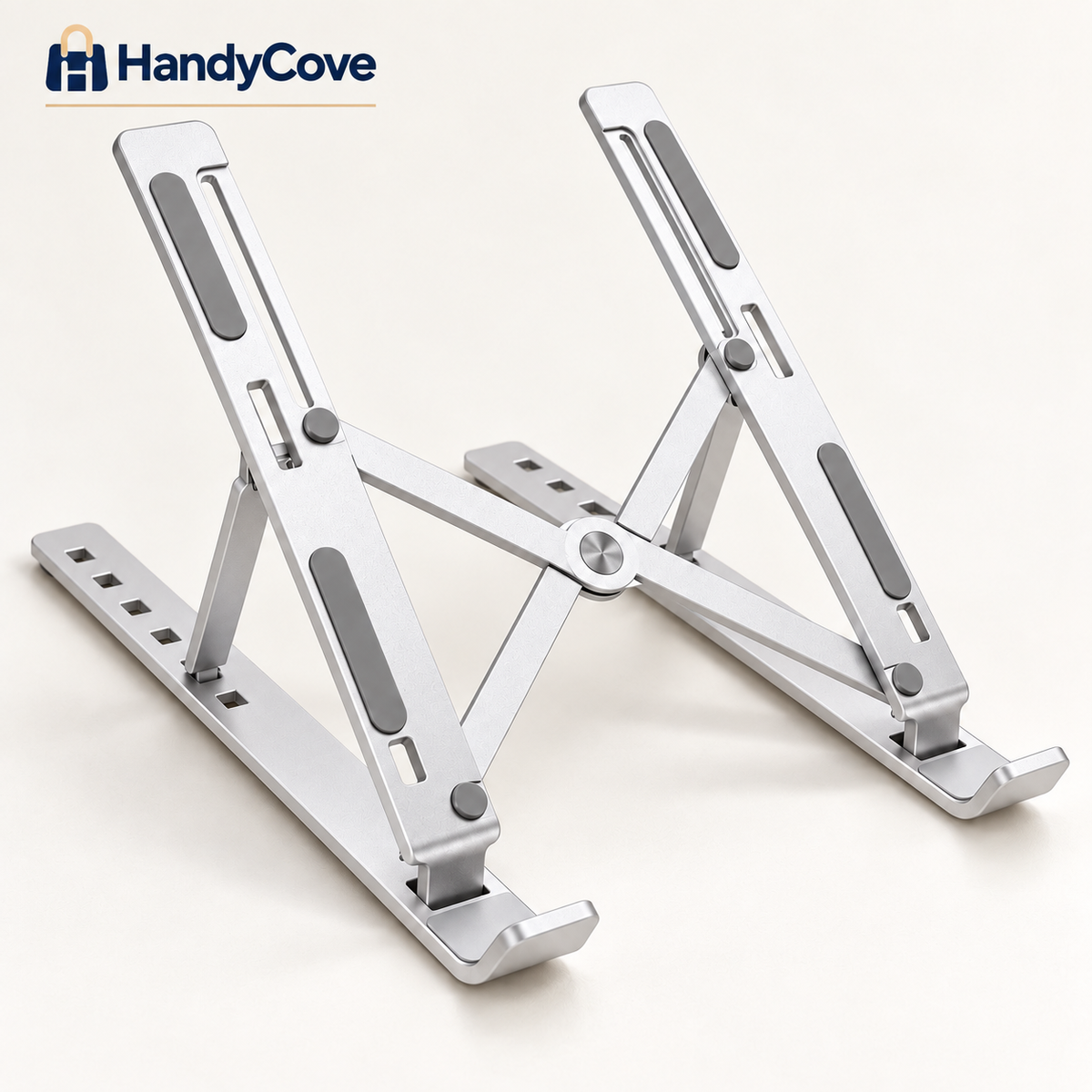 Speed-X 18-Inch Heavy Duty Adjustable Aluminium Laptop Stand – Foldable & Portable with 6 Height Angles + Carry Pouch