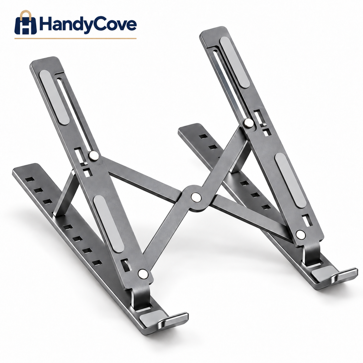 Speed-X 18-Inch Heavy Duty Adjustable Aluminium Laptop Stand – Foldable & Portable with 6 Height Angles + Carry Pouch