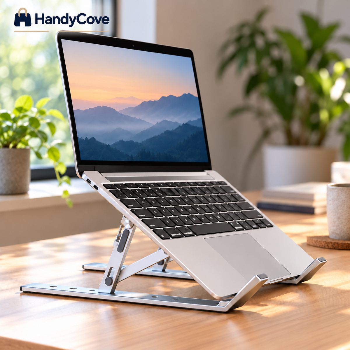 Speed-X 18-Inch Heavy Duty Adjustable Aluminium Laptop Stand – Foldable & Portable with 6 Height Angles + Carry Pouch