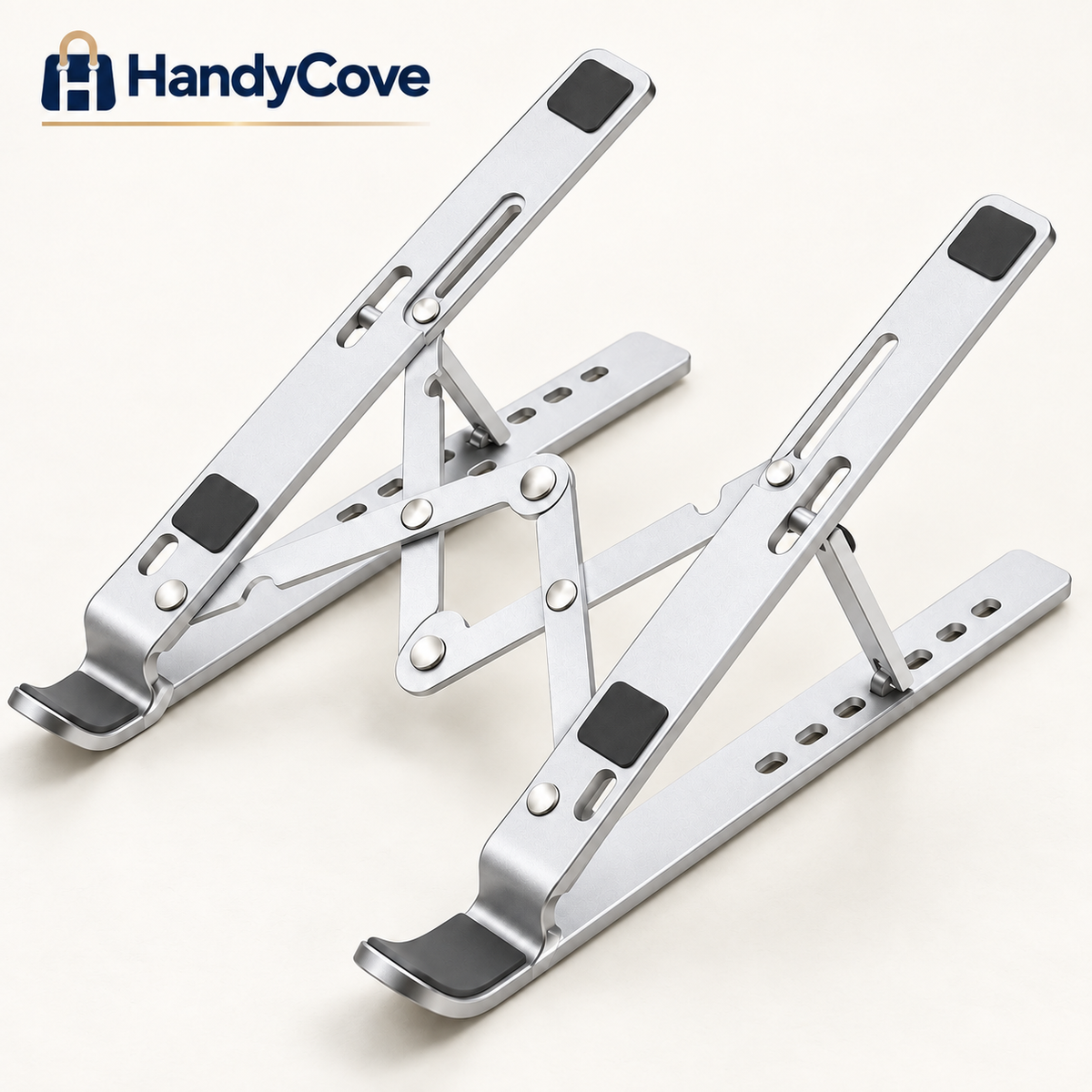 Speed-X 18-Inch Heavy Duty Adjustable Aluminium Laptop Stand – Foldable & Portable with 6 Height Angles + Carry Pouch
